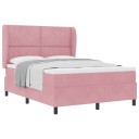  Box Spring Seng med Madrass Rosa 160x200 cm Fløyel