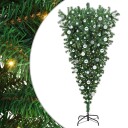  Opp ned kunstig forhåndsbelyst juletre med kule sett 180 cm
