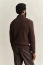 Gant Half-Zip Genser i Bomull for Herrer - Svart/Brown Melange - Størrelse S