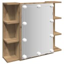  Speilskap med LED artisan eik 70x16,5x60 cm