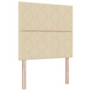  boksfjederseng med madrass & LED krem 90x200 cm stoff