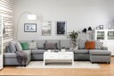 Crazy 6 seters Venstrevendt U formet XX Large Sofa med Divan og Sjeselong i Stoff   Grå