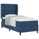  Box Spring Seng med Madrass Blå 90x190 cm Stoff