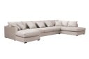 Rossita Lyx 6 seters venstrevendt U formet ekstra dyp sofa med divan og sjeselong i fløyel   Beige