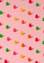 Dots Candy Gum Drops Repeating Pattern On Pink Background Plakat Plakat / 21x30cm