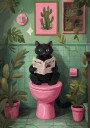 Cat Reading In Bathroom Plakat / 30x40