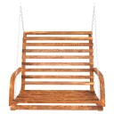 vidaXL Hengebenk buet heltre med teakfinish 126x63x92 cm