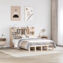  Seng med bokhylle uten madrass 140x190 cm heltre furu 8721158627735