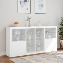 vidaXL Skjenk med LED-lys hvit 202x37x100 cm