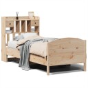  Seng med bokhylle uten madrass 100x200 cm heltre furu 8721158619457
