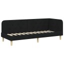  Hjørnesengramme med hodegjerde Svart 80 x 200 cm stoff