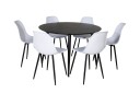 Venture Home Dipp Spisegruppe 115 cm Rund med 6 Polar Stoler Sort