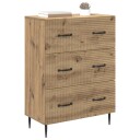 vidaXL Skuffeskap Artisan eik 66 x 34,5 x 89,5 cm Konstruert tre
