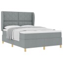  Box Spring Seng med Madrass Lys Grå 140x190 cm Stof