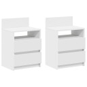  Nattbord 2 stk med 2 skuffer hvit 40x33x60 cm