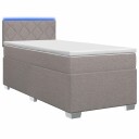 vidaXL Box Spring Seng med Madrass og LED Gråbrun 80 x 200 cm Stoff