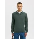 Selected Slhtray Ls Knit Merino Open Polo - Green - XXL