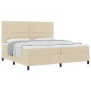  Box Spring Seng med madrass krem 200x200 cm Stoff