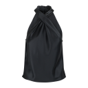Angel Top Black S Satin twisted neck top