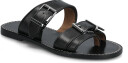 Polo Ralph Lauren Buckle Detail Leather Slide Sandal   Black   37.5
