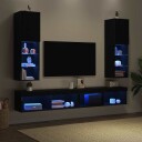  TV skap 2 pcs Svart 30.5 x 30 x 102 cm Konstruert tre