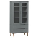  Vitrine MOLDE grå 90x35x175 cm heltre furu