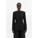 By Malina   Blazer Carol Collarless Wool silk Evening Blazer   Svart