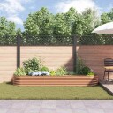  Hevet hagebed Brun med trelook 320x80x44 cm stål