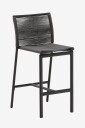 Kave Home   Culip utendørs krakk laget av tauverk og hvit aluminium 65 cm   Grå