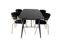 Venture Home Gold Matgruppe Forlengningsbar 180 220 cm Rektangulær med 4 Arrow stoler Sort/Guld