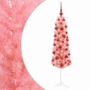vidaXL Kunstig smalt juletre med julekuler 150 cm 150 LED-lys Varmhvit