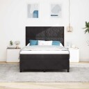  Box Spring Seng med Madrass & LED Svart 140x200 cm Fløyel