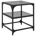  Salongbord med svart glassplate 2 stk 40x40x45 cm stål 846005