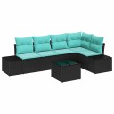 vidaXL Hagesofa Set med lagring Svart og turkis polyrotting