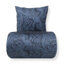 Borg Living Sengetøy dobbeldyne - 200x220 cm - 100% Bomullssateng - Marble dark blue