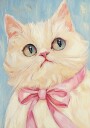 Pink Bow White Cat Plakat Plakat / 21x30cm