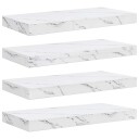  Vegghylle 4 pcs Hvit marmor 50 x 23,5 x 4 cm Konstruert tre