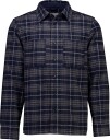 Lindbergh Brushed Check Overshirt   Navy   XL