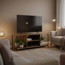 TV stativ med 4 rom – trelignende finish