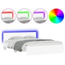  Sengeramme med sengegavl og LED hvit 150x200 cm 8721012248199