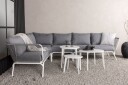 Venture Design Roxo sofagruppe Hvit med grå pute 2st 2-seter ende, hjørne, midtdel & bord 42/43/50 cm Hvit