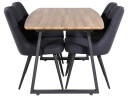 Venture Design Inca & Velvet spisegruppe Natur/svart 4 st stoler & bord 160 x 85 cm