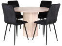 Venture Design Bianca & Windu spisegruppe Svart/whitewash 4 stoler & bord 110 cm
