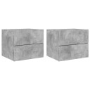  Vegghengte nattbord med LED-lys 2 stk betonggrå 8721012254039