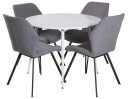 Venture Design Plaza & Gemma spisegruppe Hvit/grå 4 st stoler & bord 100 cm