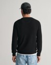 Genser med rund hals i bomullspiqué BLACK XXXL