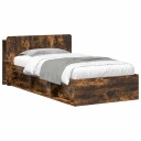  Sengeramme med oppbevaring Røkt Eik 90 x 190 cm Konstruert tre