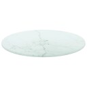  Bordplate hvit Ø30x0,8 cm herdet glass med marmor design