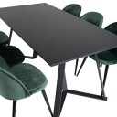 Venture Home Marina Spisegruppe 180 cm Rektangulær med 6 Velvet Stoler Sort