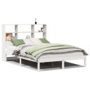  Seng med bokhylle uten madrass hvit 160x200 cm heltre furu 8721158603791